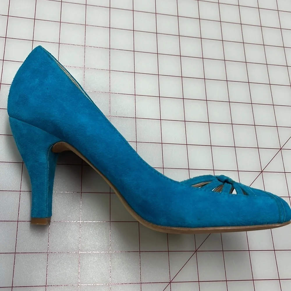 PLENTY BY TRACY REESE Anthro Jocasta Party/Office Turquoise/Azure Suede Pump 8